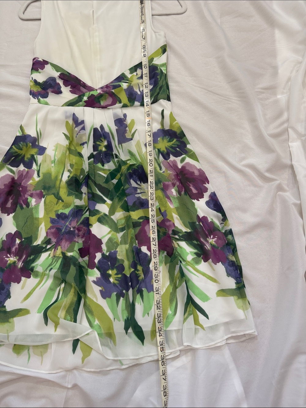 Lauren Ralph Floral Fit & Flare Dress 4P Petite Watercolor Sleeveless - Picture 10 of 13